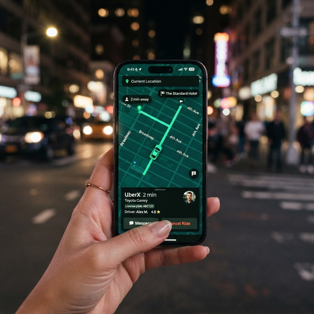 La Raza Car Service app mostrando la ruta de un viaje en el mapa